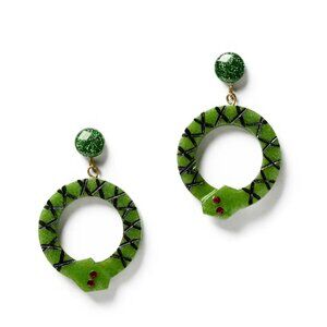 NEW Splendette Green Snake Drop Hoop Earrings Halloween Collection 2025 Pinup